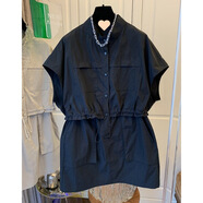 S.SOFEA大碼女裝夏季工裝風(fēng)連衣裙假兩件小個(gè)子氣質(zhì)dress2025 黑色 XL 建議120-140斤
