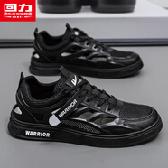 回力官方男鞋秋季網(wǎng)面小白鞋鏤空涼鞋運動(dòng)板鞋男百搭鞋子男 黑色 44