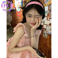 EPET2025新款法式復(fù)古洋氣格子背心吊帶夏季荷葉邊內(nèi)搭外穿不規(guī)則上衣 粉色格子 S 80-90斤