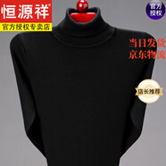恒源祥秋冬季中青年高翻領(lǐng)100純羊毛衣男士打底衫加厚羊毛衫保暖毛衣 【高領(lǐng)】毛衣黑色 170/L120斤-140斤