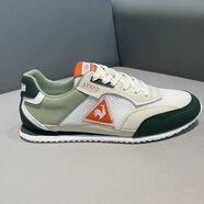 樂卡克（Le coq sportif）法國大公雞男鞋2025夏季新款透氣輕薄軟底阿甘鞋休閑運動鞋 白橘綠 39  標準皮鞋碼