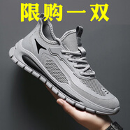 XIANGYUANGE男鞋夏季2025鞋子男新款網(wǎng)面透氣舒適百搭運動休閑鞋男工作黑色潮 灰色 42 (260mm)