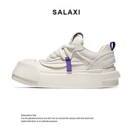 莎萊茜（SALAXI）刀系列新款百搭增高小白鞋厚底潮牌小眾輕奢休閑鞋男款 純白色 42 碼
