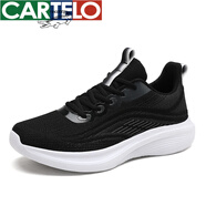 卡帝樂鱷魚（CARTELO）夏季新款男士跑步鞋透氣軟底輕便減震情侶鞋現(xiàn)貨 8838黑灰 39