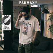 潘·麥克斯（PANMAX）PANMAX潮牌大碼男裝2025夏季新款寬松百搭純棉貓頭印花情侶短袖 白色 5XL
