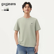 gxg.jeans男裝  多色字母繡花基礎(chǔ)涼感休閑圓領(lǐng)短袖T恤男 25年夏新品 卡其色 XL (180)
