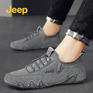Jeep男鞋輕便耐磨吉普2025秋冬馬丁靴男軟底中幫平板休閑鞋真皮鞋子男 灰色（運動(dòng)鞋碼） 41