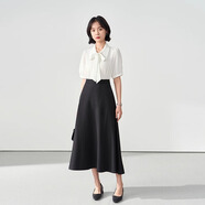 伯德小姐黑色職業(yè)半身裙女夏季高級感西裝a字裙傘裙通勤正裝半裙