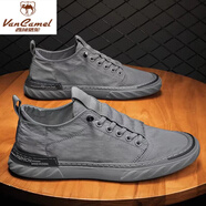 西域駱駝（VANCAMEL）一腳蹬襪子鞋男超輕踩屎感爆米花底套腳彈力網(wǎng)面運動(dòng)休閑健步鞋 灰色 39