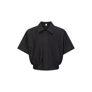 Cleanfit短款墊肩短袖襯衫夏季痞帥夾克外套 黑色 XL