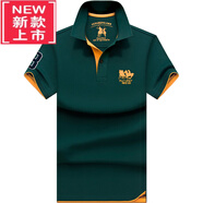 PLAYYOUNG國際品牌男裝高端夏季新款POLO衫棉潮流翻領(lǐng)寬松黑色衣服體恤男士 2310墨綠 純棉刺繡開叉 3XL 190 175-190斤