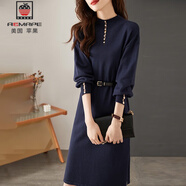 AEMAPE針織連衣裙2025秋冬季時(shí)尚女裝新款氣質(zhì)中長(cháng)款簡(jiǎn)約舒適針織裙子女 藏青色 L 建議100-120斤