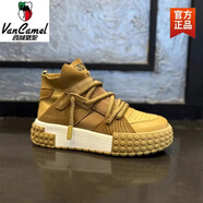 西域駱駝男鞋秋冬季防滑厚底增高時(shí)尚潮男休閑鞋工裝鞋高幫時(shí)尚百搭滑板鞋 駝色 春秋單鞋 42
