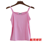 萱眸莫代爾吊帶背心女春夏內(nèi)搭修身大碼短款女裝純色外穿打底小吊帶衫 粉色 細(xì)吊帶 均碼 大號(hào)建議130-150斤