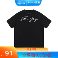 ATRY美式基礎(chǔ)手寫(xiě)體印花短袖夏季休閑寬松探索未知主題T恤男 黑色【印花字母】重磅純棉 3XL