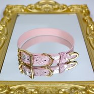 YWZR項鏈項圈女刻字定制皮革項鏈choker頸帶鈴鐺骨頭掛件朋克風(fēng)項鏈原 糖果粉蛇紋單項圈