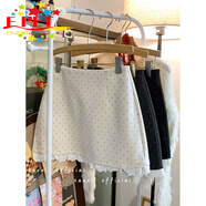 EPET高腰波點(diǎn)包臀裙A字裙甜美風(fēng)蕾絲拼接半身裙短裙女裝2025新款春季 奶白色 M 95-105斤
