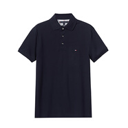 湯米·希爾費(fèi)格（Tommy Hilfiger）湯美費(fèi)格男士商務(wù)POLO衫休閑修身短袖T恤 深藍(lán)色 MW26882 L