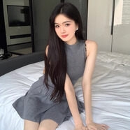 冠貿(mào)裴夏季新款淑女顯瘦針織短裙套裝小個子 灰色套裝 M