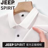 JEEP SPIRITt恤純棉100%高檔夏季短袖T恤男純色絲光棉中年爸爸裝POLO衫休閑潮 吉普品牌白色33780 L 170: