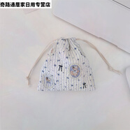 蘿大搬（LUODABAN）可愛卡通束口抽繩收納袋化妝包口紅雜物旅行分裝布袋小號 徽章熊小號14*16CM滌綸-抽繩束口