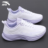 安踏（ANTA）女鞋運動(dòng)鞋子女春季新款凌云減震輕便軟底跑步鞋健身增高跳繩鞋 純凈白/淺紫色 【游川】 36