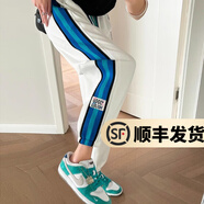 幻黛（HUANDAI）運(yùn)動(dòng)褲女秋季新款寬松高腰束腳哈倫褲休閑九分衛(wèi)褲子 秋季款-白色 L