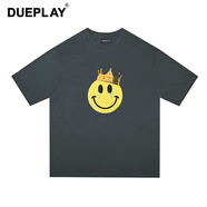 DUEPLAY鄭愷主理人240G重磅純棉短袖t恤男士純色印花寬松內搭半袖打底衫 DGB00205碳灰 M （建議170-180CM/130-150斤）
