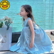 G.DUCKKIDS小黃鴨韓國女童連衣裙夏季兒童中大童夏裝女孩無袖洋氣背心裙潮 天藍(lán)色連衣裙 170