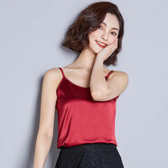 瑤益 吊帶背心女2025夏季新品外穿純色亮面百搭V領(lǐng)小背心內(nèi)搭無(wú)袖上衣 酒紅色 L