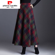 皮爾卡丹（pierre cardin）冬季新款長(zhǎng)裙冬裙大碼女裝毛呢半身裙a字裙冬裝長(zhǎng)款裙子女冬秋冬 【5003#】綠格 L 【建議105-120斤】