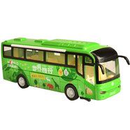 可欽回力合金兒童模型聲光雙層公交車(chē) 快樂(lè)巴士白單層 公交巴士