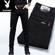 花花公子春秋季新款彈力牛仔褲男士寬松直筒潮流百搭商務(wù)復古韓版長(cháng)褲子男 HM201黑色【好面料】 28 【90-斤可穿】