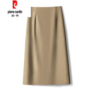 皮爾卡丹（pierre cardin）輕奢高端夏季薄款包臀裙半身裙2025新款中長款開叉顯瘦氣 卡其色 L 建議106-115斤