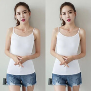 韓秀純2件裝莫代爾吊帶背心女夏季高彈力修身吊帶內搭打底衫 抹胸小背心 白色+白色長(cháng)款 2件裝 均碼 -(建議75-130斤)