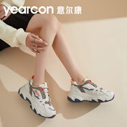 意爾康女鞋百搭老爹鞋網(wǎng)面潮流百搭鞋子舒適柔軟厚底增高運動(dòng)鞋休閑鞋 純潔白/艷橙  【網(wǎng)面】 38