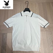 花花公子（PLAYBOY）翻領(lǐng)Polo衫條紋男裝夏季薄款顯瘦商務(wù)修身百搭短袖上衣 白色【新品高質(zhì)量】 S 【質(zhì)量高于同行】
