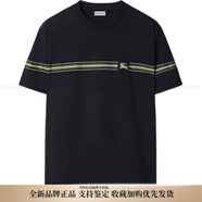 博柏利（BURBERRY）條紋圓領(lǐng)套頭直筒短袖T恤 男款 黑色 黑色 2XL