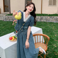 皮爾卡丹（pierre cardin）韓系穿搭牛仔套裝裙女夏季2025年新款連衣裙v領(lǐng)上衣半身裙兩件套 牛仔蘭套裝 M （105-115斤）