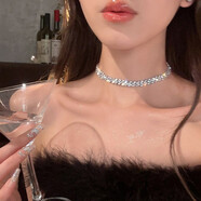 夢(mèng)可飾性感露肩鎖骨鏈網(wǎng)紅水鉆短款項鏈脖子飾品choker項圈韓國頸鏈女 ins感 水鉆鎖骨鏈