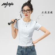 MJ STYLE純色正肩合身短袖T恤女2025夏季修身顯瘦親膚透氣打底衫半袖上衣