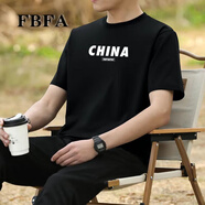 FBFA 香港潮牌夏季新款百搭短袖t恤男時尚休閑圓領印花男士體恤冰絲潮 K048黑色 M 【建議90-115斤】