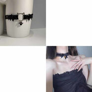 淡緋Lolita哥特貓爪吊墜仿皮革腿環(huán)性感大腿帶jk亞文化 黑貓爪腿環(huán)+黑色小項(xiàng)鏈