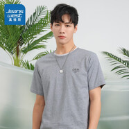 真維斯JW男裝時(shí)尚純棉青年學(xué)生打底衫夏季圓領(lǐng)短袖T恤男款體恤衫 淺花灰2085 2XL (190) 108b