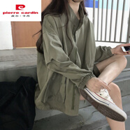 皮爾卡丹（PIERRE CARDIN）工裝外套女春春季新款韓版寬松百搭休閑BF學(xué)生上衣棒球服衣ins潮 軍綠色 S