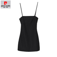 皮爾卡丹（pierre cardin）吊帶裙2025新款韓版性感一字肩內搭短款赫本風(fēng)小黑裙包臀打底裙女 黑色 S 90-99斤