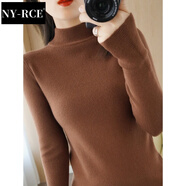NY-RCE半高領(lǐng)打底衫毛衣女2025秋冬新款修身套頭緊身內搭針織上衣 咖啡色 S