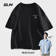 GLM敖瑞鵬代言酒紅色t恤男純棉質(zhì)感夏季休閑簡約重磅款潮牌短袖T恤 【重磅】黑#山霧前圖 L