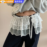 明月歸蕾絲木耳邊短褲屁簾女2025新款春夏季百搭系帶圍裙簾打底褲擺裙 點(diǎn)點(diǎn)花邊款