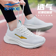 鴻星爾克（ERKE）2025夏季新款男鞋軟底輕便透氣跑步鞋運動鞋減震防滑學生軟底跑鞋 3285白/橘黃(四季款） 41 輕便軟底